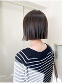 ぶつ切りボブ ブルーグレージュ フレンチボブ