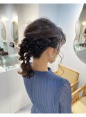 ヘアセット ツインポニー 編みおろし