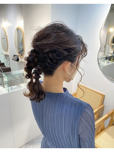 ヘアセット ツインポニー 編みおろし