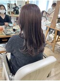 くすみピンクラベンダー　艶髪　ロングレイヤー