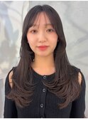 ミニウルフレイヤーカット顔周りカット前髪カット韓国ロング新宿