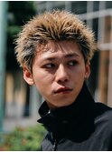 スパイキーショートベリーショートアップバングブロンドヘア金髪