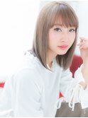 博多/髪質改善/ぱっつん前髪☆ハイトーンカラーセミディe
