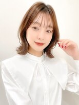 レア 表参道(L'ea) くびれヘアアプリコットオレンジ夏ヘアハイライトカラー