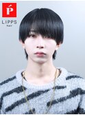 ツーブロック韓国風マッシュショートウルフグレーブラックカラー