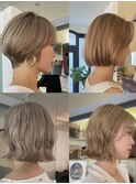 ブロンドベージュブリーチありダブルカラーハイトーン透明感