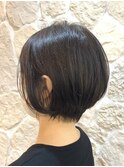 ブルーグレージュ/束感ショート/チャコールグレー