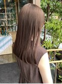 髪質改善 ロングヘア ベージュカラー ストレート ココアベージュ
