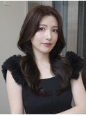 15015オリーブグレージュ韓国風巻きレイヤーカットくびれヘア