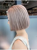 ブリーチホワイトベージュボブショートミディアム_ba565141