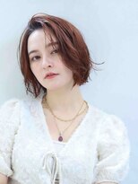 ムウ 難波(MOU)&nbsp;ボブクールショート前髪イメチェンピンクベージュ30代40代50代