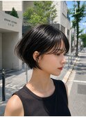 シースルーバングのボブ