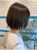 耳掛け切りっぱなしボブ×カーキグレージュ♪新宿