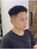 癖毛ショート パーマ風 日本橋神田フェードカット かきあげ