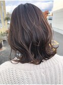 モカブラウン ナチュラルボブ くびれ巻き 大人可愛い