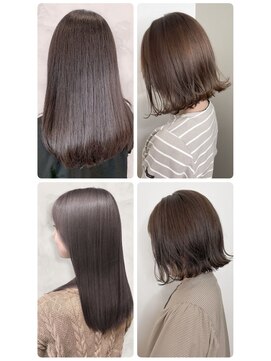 美容室フルール 20代30代大人可愛い髪質改善グレージュストレートボブ透明感
