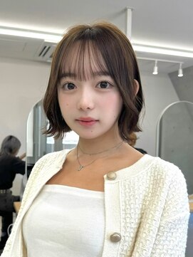 サンド 池袋 2nd(sand) 顔周りレイヤーカット小顔ボブルフ/黒髪地毛風カラー/池袋