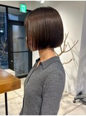 <sayaca>切りっぱなしボブ　顎ラインボブ　グレージュ
