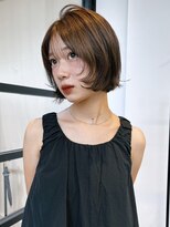 ショートボブ レイヤーボブ 前髪カット 20代 ブラウンベージュ