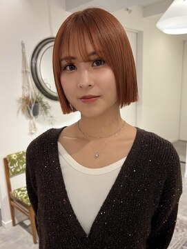 髪質改善/オレンジブラウン/ボブ