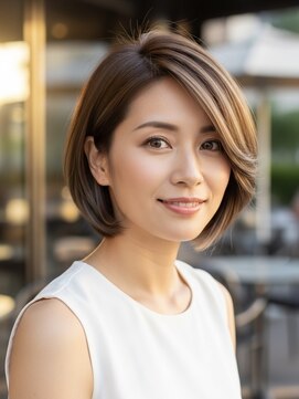 レヴィア(REVIA) 白髪ぼかしハイライトブリーチショートボブ