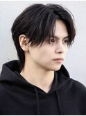 無造作センターパートウルフ中性メンズミディアム