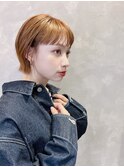 大人ショートボブ前髪ありミニボブ切りっぱなし丸顔K20240614