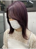 グレージュカラー/ボブウルフ/ココアベージュ/黒髪/白髪ぼかし