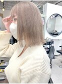 ダブルカラーベージュカラーハイトーンカラーケアブリーチボブ