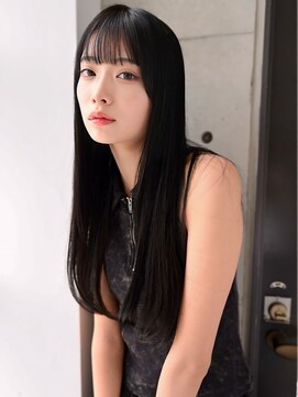 アンジェリカ 難波店(ANGELICA) ANGELICA アッシュブラック ヘルシースタイル ぱっつん前髪