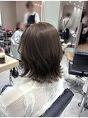 ミディアムボブ／オリーブグレージュ/質感再整トリートメント