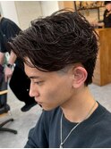宇都宮メンズフェザーパーマニュアンスパーマセンターパート眉毛