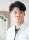 30代40代かき上げブラックカルマパーマ刈り上げクロップa南越谷