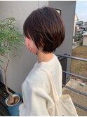 20代30代40代　大人かわいい小顔丸みショート×透明感カラー