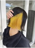 インナーカラー/イエローカラー/ハイトーンボブ