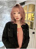 天神美容室×ブリーチ×レイヤー×ピンクカラー