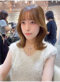 前髪こなれミディくびれレイヤー顔まわりイメチェンヨシンモリ