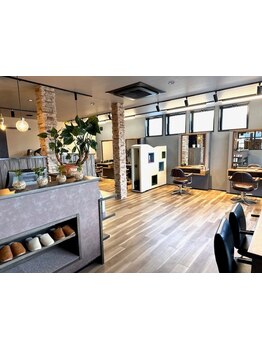 木の温もりと店内いっぱいの緑でくつろげる癒しの空間。居心地の良い空間で、癒しのサロンタイムを…♪