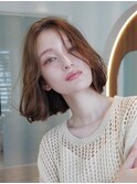 チョコグレージュ/20代30代大人かわいい/ミディアムレイヤー