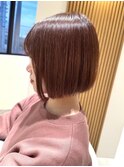 Ａライン内巻きボブ◎アプリコットオレンジ◎前髪カット◎本厚木