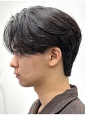 メンズセンターパートウルフセンターパートニュアンスパーマ襟足