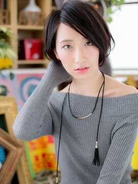 カバーヘア イヴ 戸頭店(COVER HAIR EVE) *EVE戸頭*アシンメトリーで格上げ*黒髪大人ボブ*c