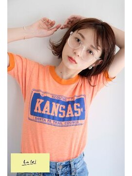 ラレイ(Lalei) 【表参道/青山】オレンジベージュ×切りっぱなしボブ【ささき】