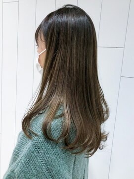 アイティーバイアルバム 八王子店(IT by ALBUM) オリーブグレージュロング_外ハネボブセクションカラー_ba373481