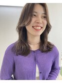 韓国風 ミディアム 抜け感グレージュ