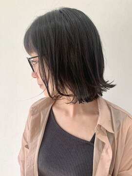 【FOLK】インナーカラーブルー☆似合わせ外ハネボブ♪