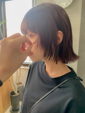 テトヘアー(teto hair) ボブウルフ、フェイスレイヤー、ピンクベージュ