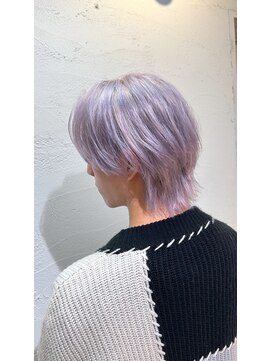 アジールヘア 所沢プロペ通り店(agir hair) メンズハイトーンウルフケアブリーチラベンダーシルバー所沢