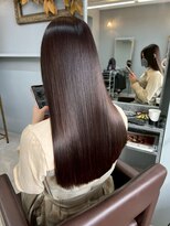 オズ 安積店(OZ) ミニウルフチェリーブラウンホワイトグレージュフェザーパーマ