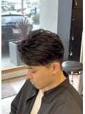 大分メンズ毛流れニュアンスフェザーパーマ刈り上げショート
